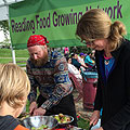 Apple chopping on the Reading Food Growing Network stand